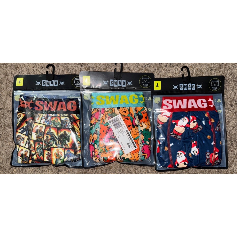 Lot Of 3 Variety of‎  SWAG Men's Boxer Briefs Underwear Size Large 34-36